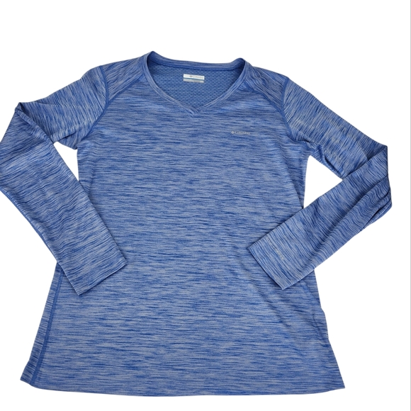 Columbia Women’s Omni-Freeze Blue Long Sleeve V-Neck Top - Size Large - Picture 4 of 10
